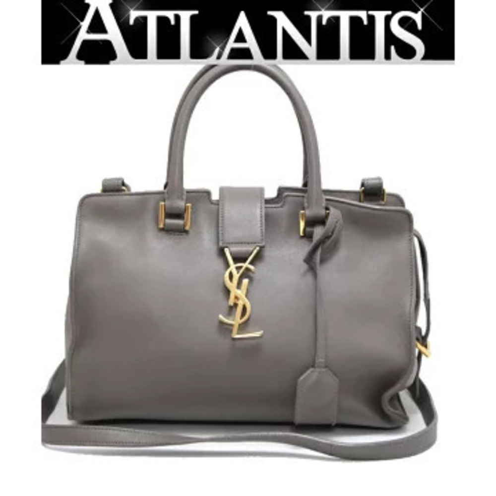 Saint Laurent Paris Baby Cabas Bag Leather Gray